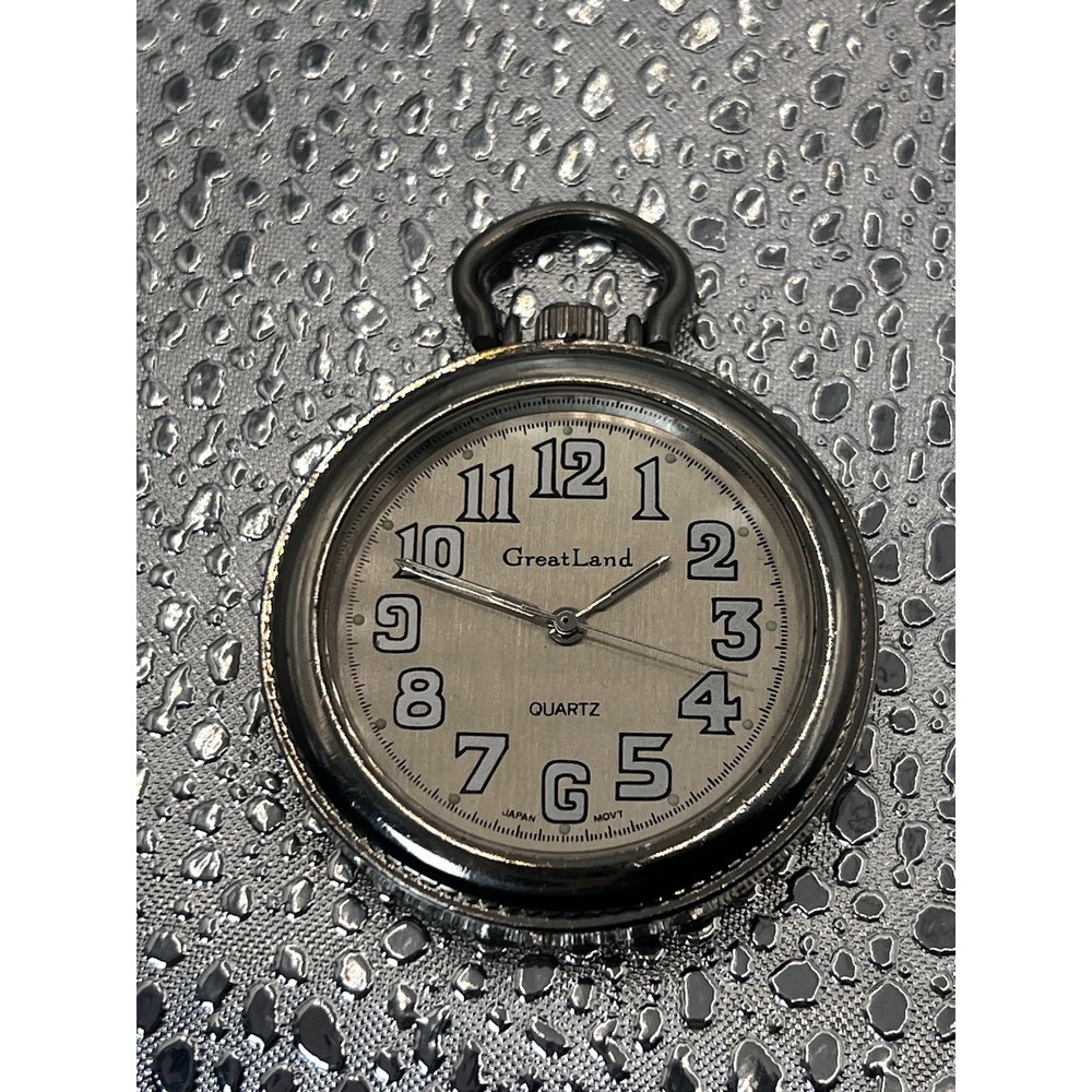 Vintage Greatland Quartz Japan Movement Gold Tone Pocket Watch Stainless Steel